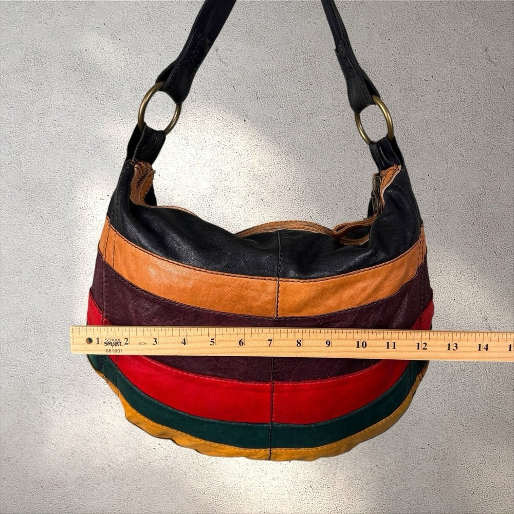 Vtg Y2K LUCKY BRAND Ugly Betty Colorful Leather Patchwork Hobo Shoulder Bag - Picture 7 of 7